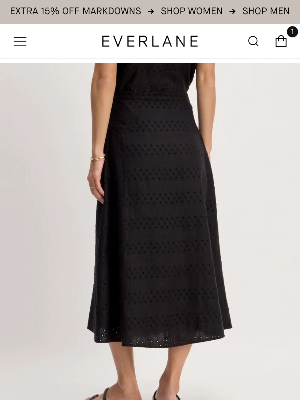 EUC 100% Linen Everlane Eyelet Skirt - Picture 5 of 12